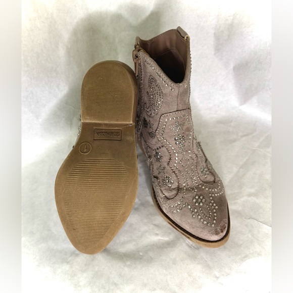 Suede and Rhinestone Embellished Ankle Boots By Steve Madden - Picture 8 of 16